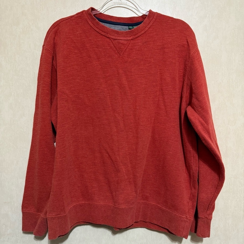 Orvis Burnt Orange Pima Cotton Blend Pullover Sweatshirt